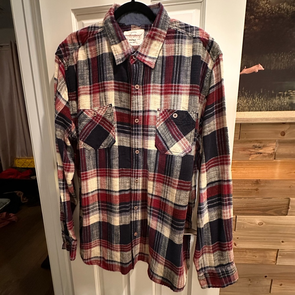Weatherproof Red and Blue Casual Button Down Shirt